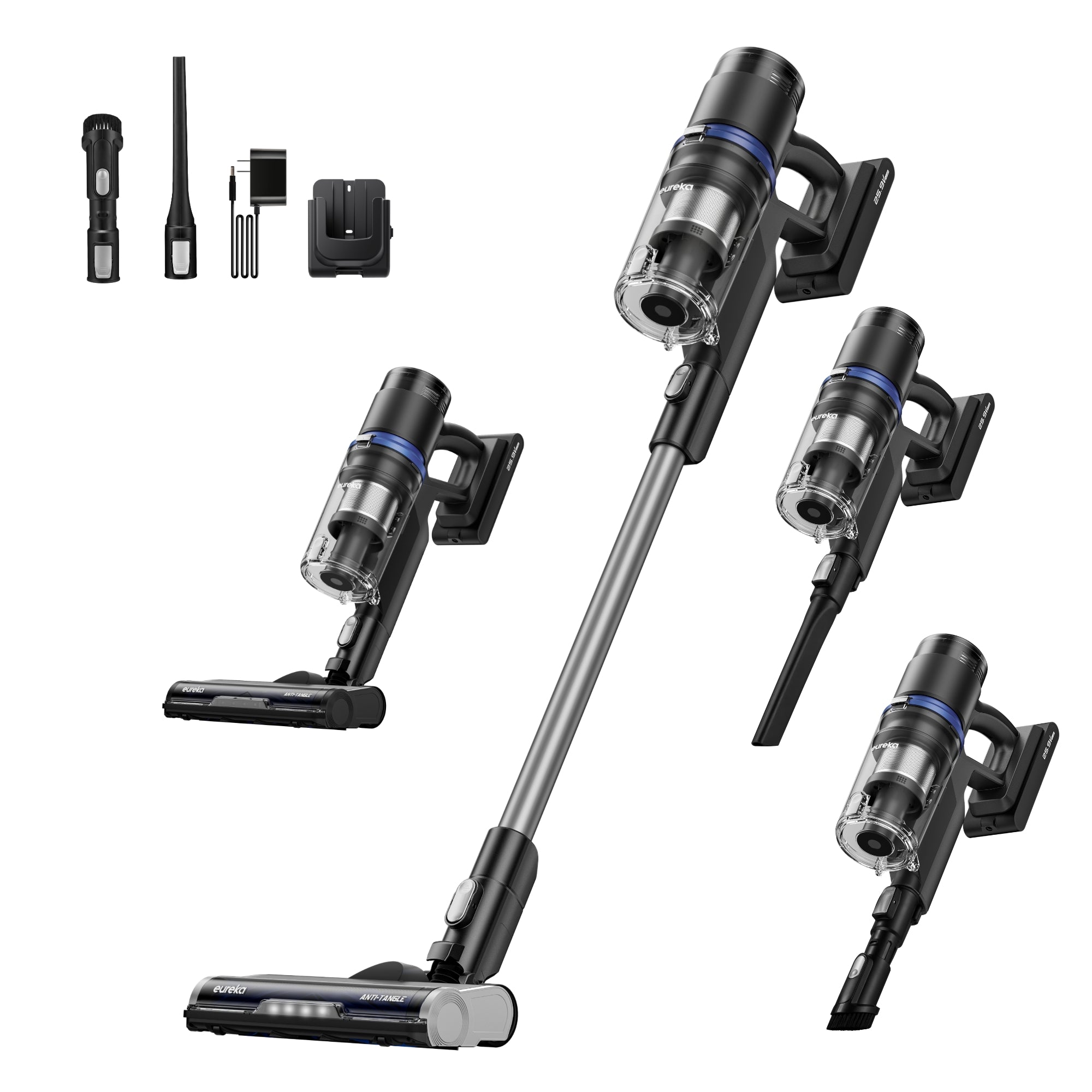 EurekaC ReactiSense NEC451BL – Cordless Stick Vacuum with LED & Sensor Tech